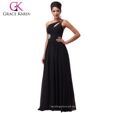 Grace Karar Schwarze Chiffon Eine Schulter Lange Abendkleider CL6058